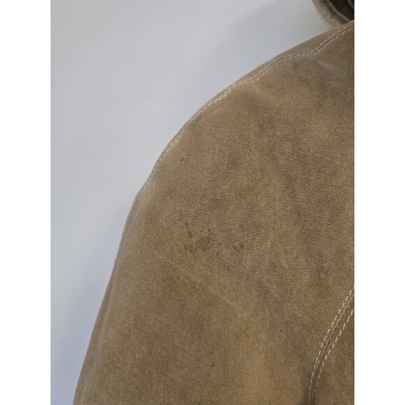 VTG Winlet‎ Leather Coat Jacket  Womens M Faux Fur Lined Tan 80s Suede Leather - Picture 4 of 14